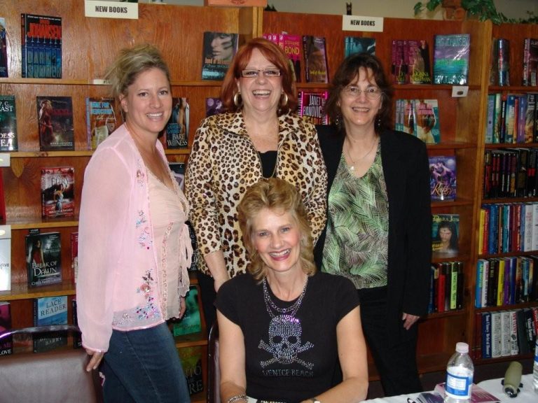 Rose Lerma, Pamela Britton, Cherry Adair, and Jennifer Skully posing for group photo