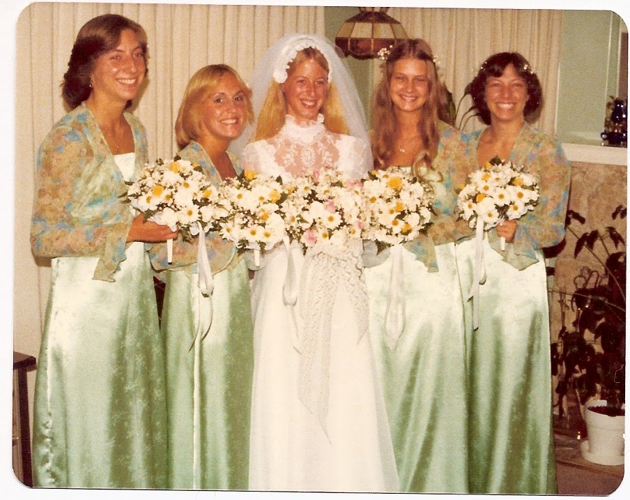 a wedding from 1978 Madeleine, Nancy, Judy (bride), Jennifer, Margaret