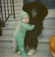 kids dressed up as a dragon and a witch
