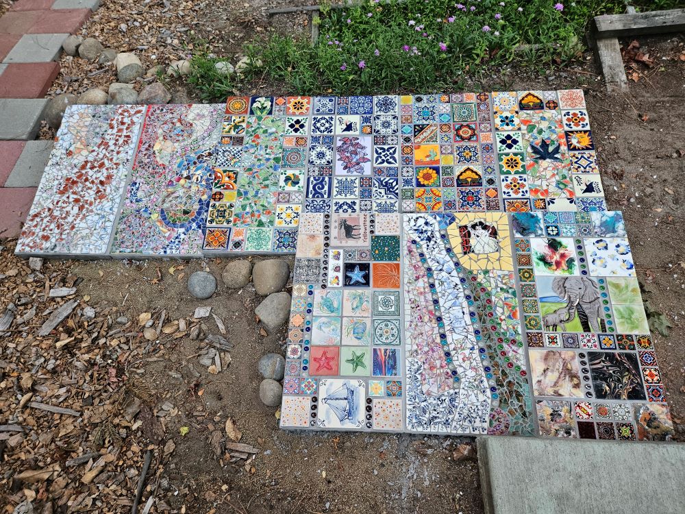 9 finished mosaic steps