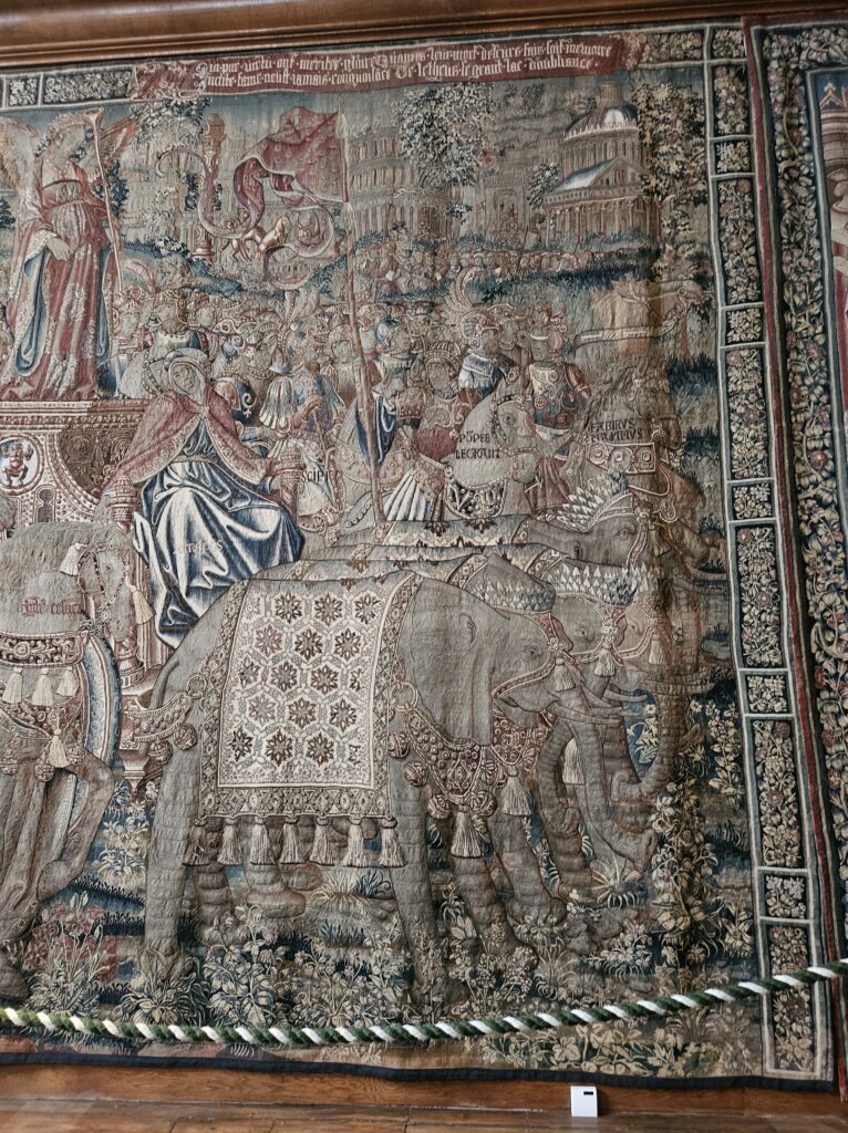 Elephants in tapestry in Hampton Court